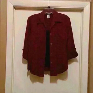 Gloria Lance Stylish Mid Sleeve Button Down Blouse With Attached Tank Top- MP